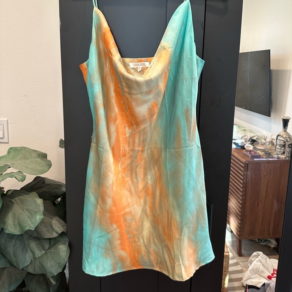 12th Tribe Dresses & Skirts - 12th Tribe Turquoise and Orange Tie-Dye Mini Slip Dress